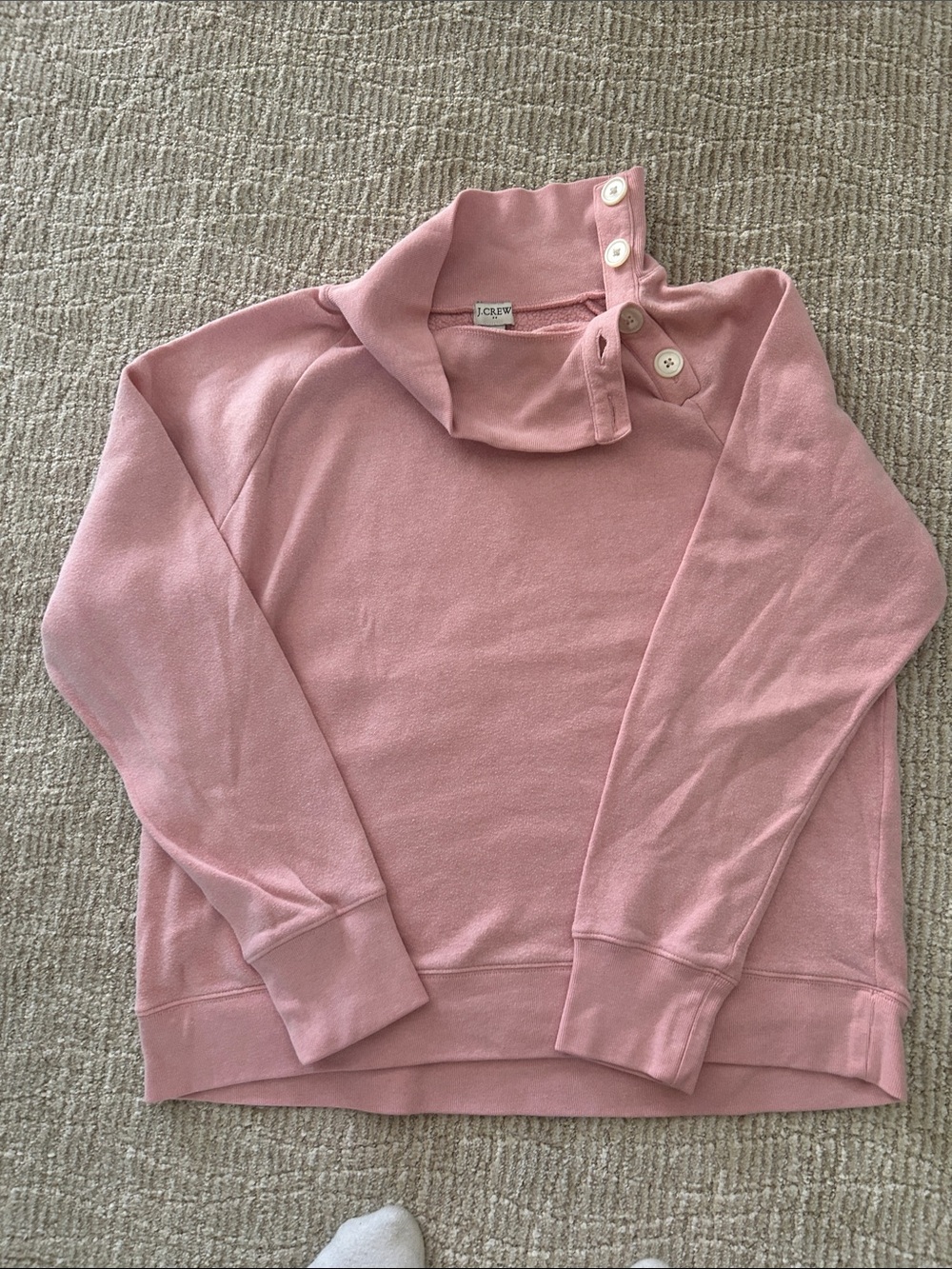 J. Crew Pink Cowl Neck Sweater with Shoulder Buttons